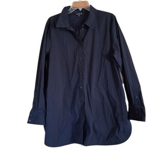 Lafayette 148 Button Down Dress Navy Blue Size XXL